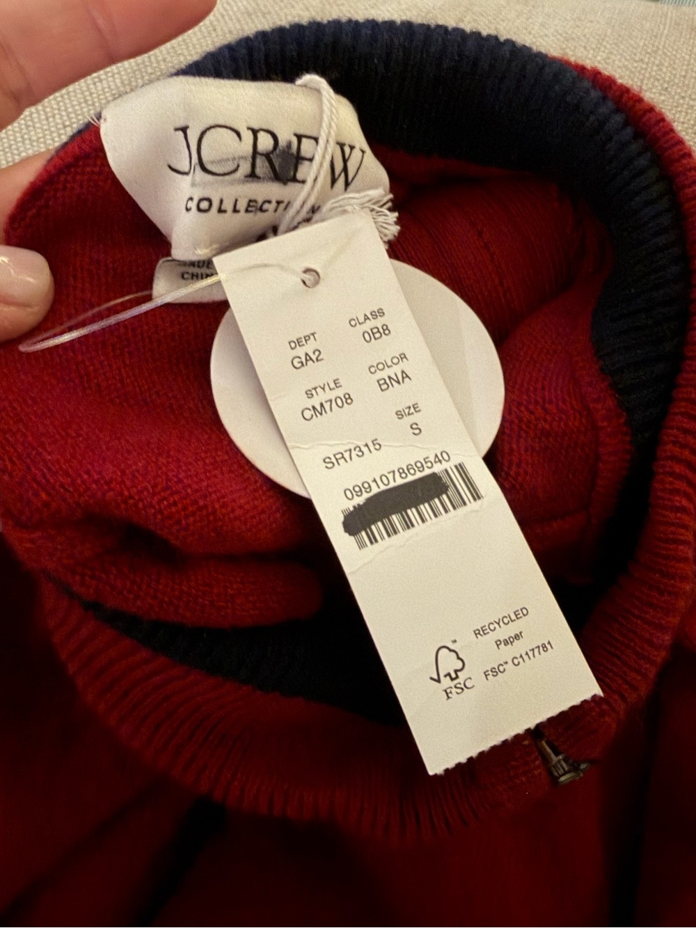 J CREW SIZE SMALL Cashmere full-zip track jacket CM708 $298 - Picture 5 of 6